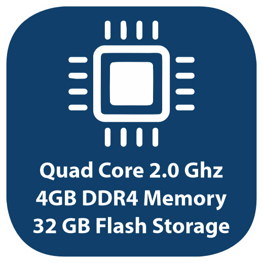 4 GB DDR4 Memory | 32 GB Flash Storage