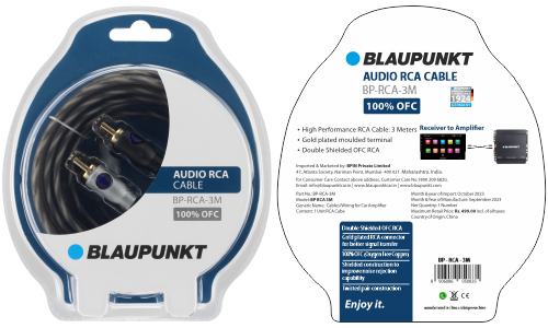 Blaupunkt BP RCA - 3 Meters (RCA Cable - OFC)