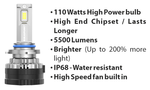 Blaupunkt 110 Watts LED V19 PRO HP 9005-9012